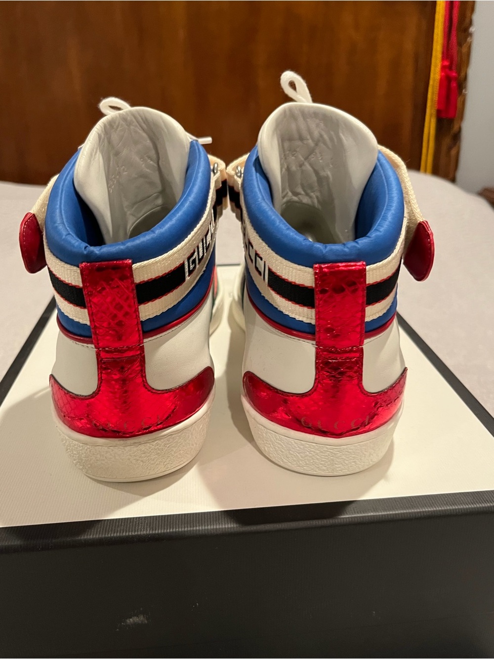 Gucci White Leather High-Top Sneakers - Picture 2 of 5